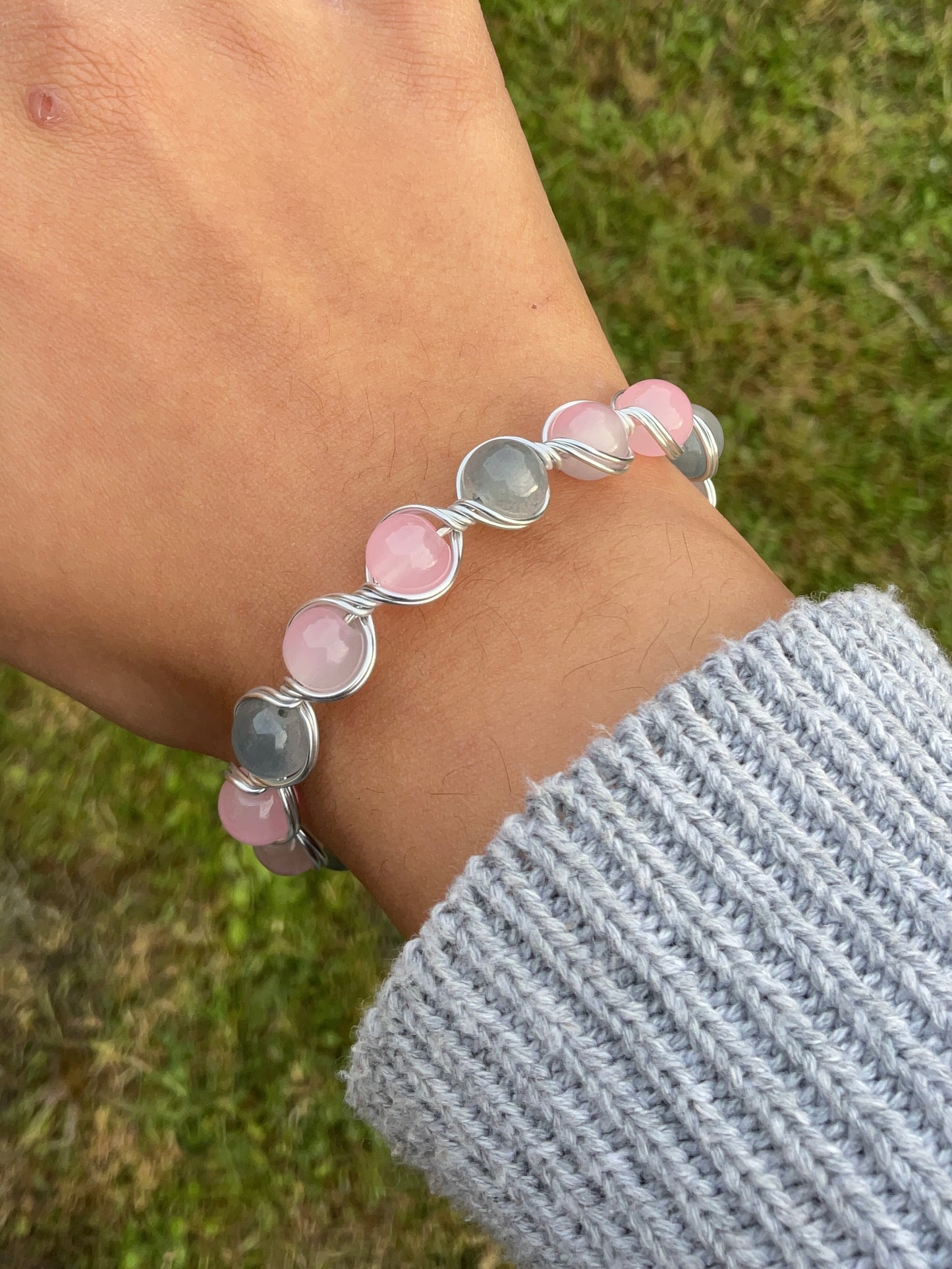 Grey and Pink Bracelet