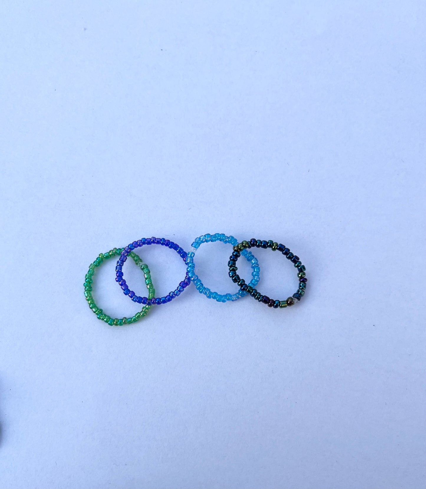 Shiny mix coloured beaded ring set