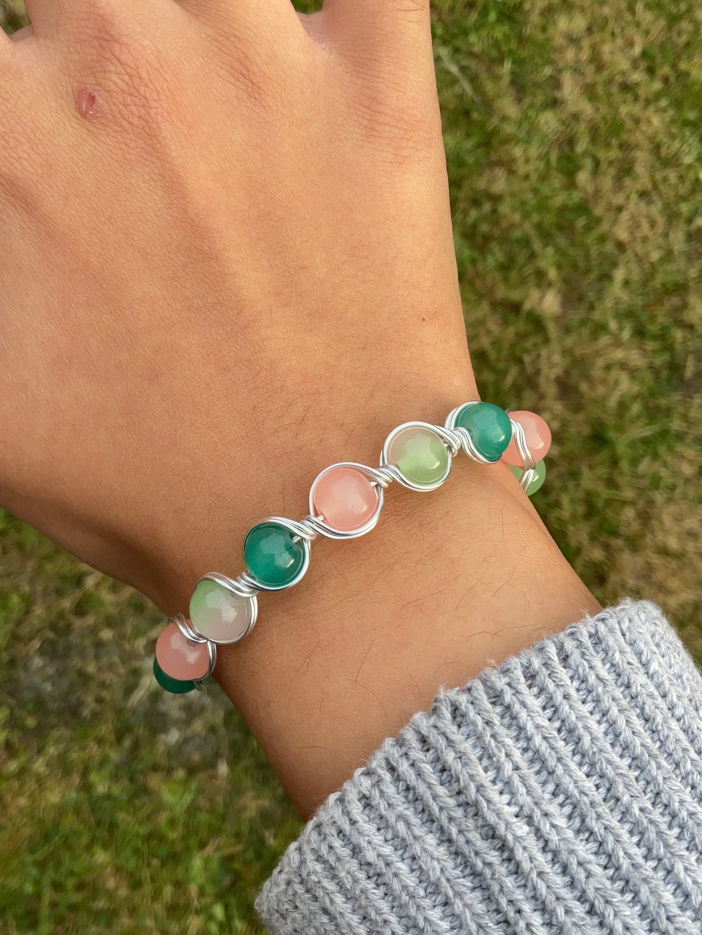 Green and Peach Bracelet