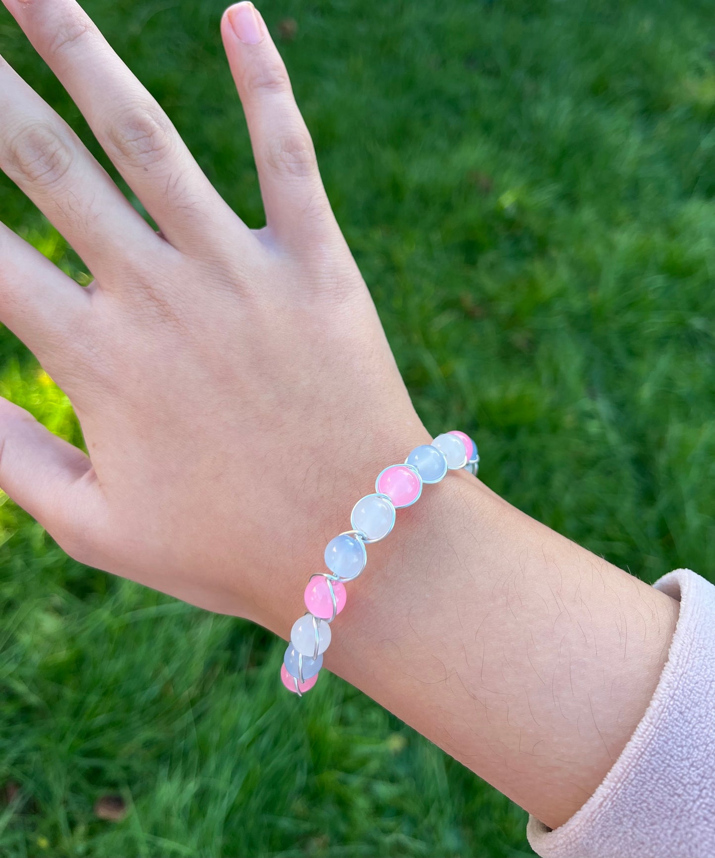 Pastel wire wrapped bracelet